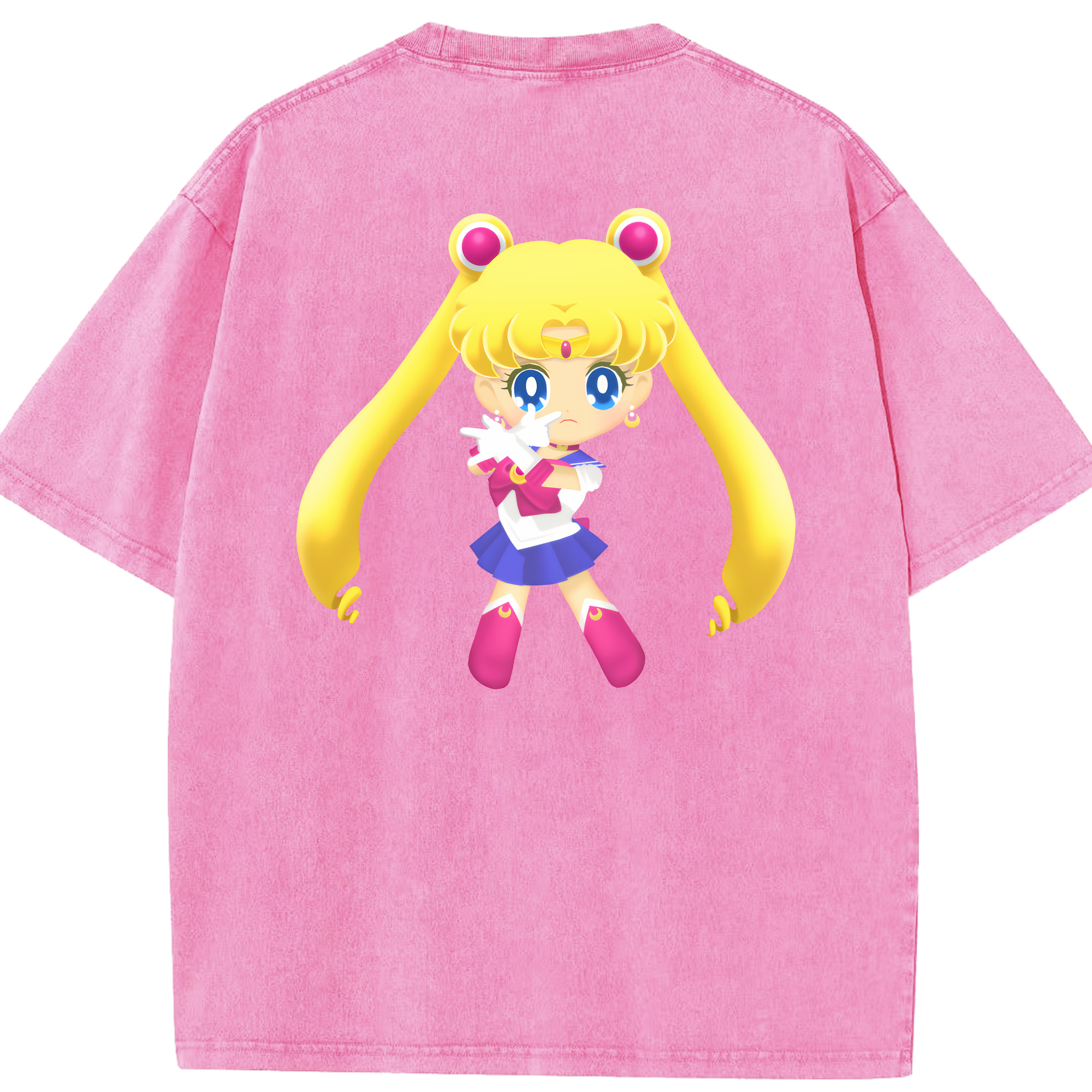 （画像用） 美少女戦士セーラームーン 月野 うさぎ つきの うさぎ Sailor Moon Tsukino Usagi 綿100% ヴィンテージ風 半袖Tシャツ（背面プリント）